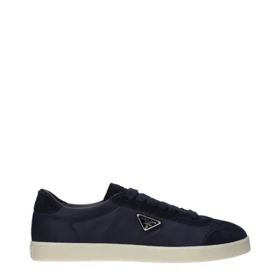 Prada Men's Sneakers Blue/dark Blue Fabric In Black