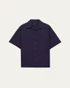 Prada Lapel Short-sleeved Shirt In Inchiostro
