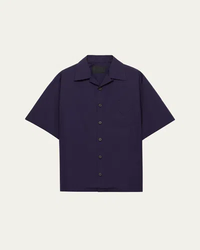 PRADA MEN'S SOLID BOWLING SHIRT