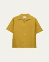 Prada Men's Solid Bowling Shirt In Senape