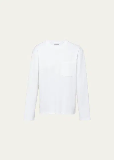 Prada Men's Solid Interlock T-shirt In Bianco
