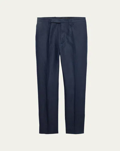 Prada Linen Trousers In Blue