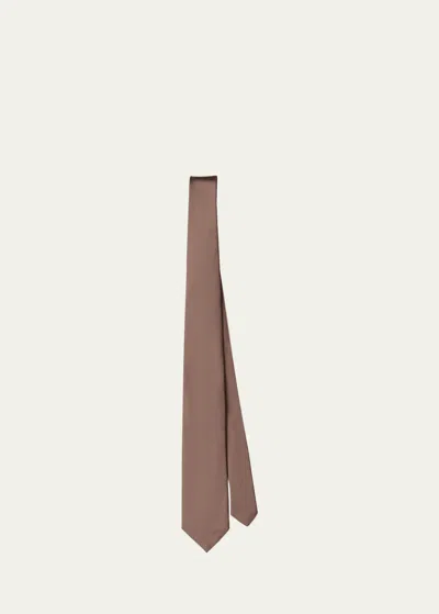 Prada Men's Solid Poplin Tie In Metallic