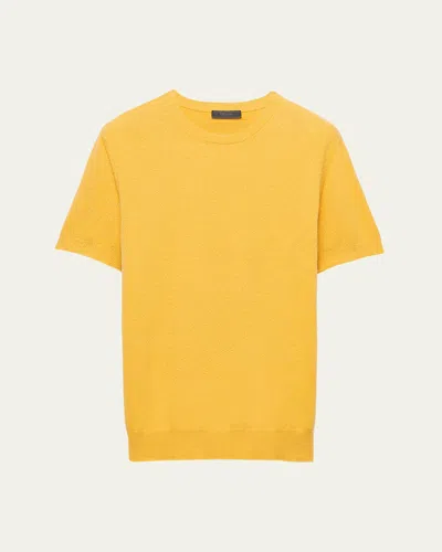 PRADA MEN'S SOLID SHORT-SLEEVE SWEATER