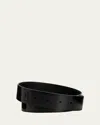 Prada Men's Spazzolato Leather Belt Strap In Nero