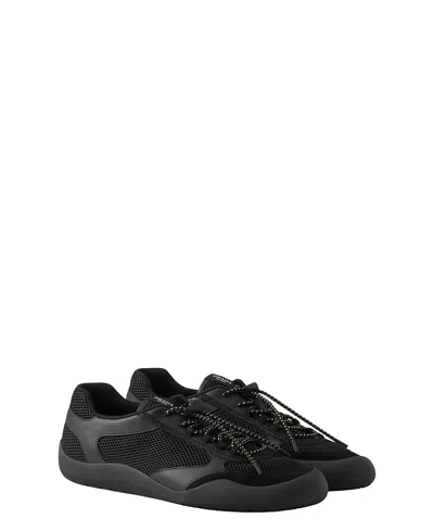 Prada Speedrock Leather And Mesh Fabric Sneakers Shoes In Black