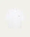 Prada Men's Spugna Terry Bowling Shirt In Bianco