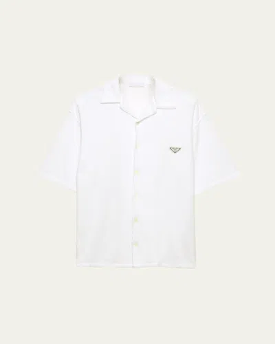 PRADA MEN'S SPUGNA TERRY BOWLING SHIRT