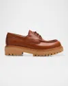 Prada Chunky Sole Lace-up Loafers With Round Toe In Cognac