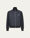Prada Contrast-trim Brand-plaque Cotton And Recycled-nylon Sweatshirt In Nero