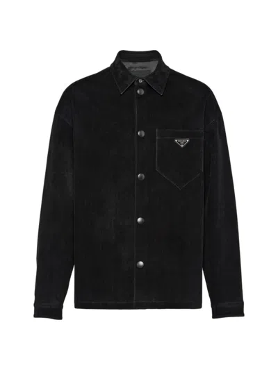Prada Men's Stretch Cotton Shirt In Black