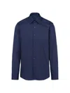 Prada Men's Stretch Cotton Shirt In Blue