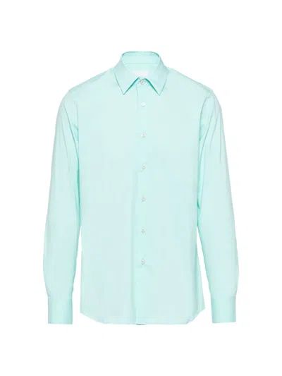 Prada Stretch Cotton Shirt In Green