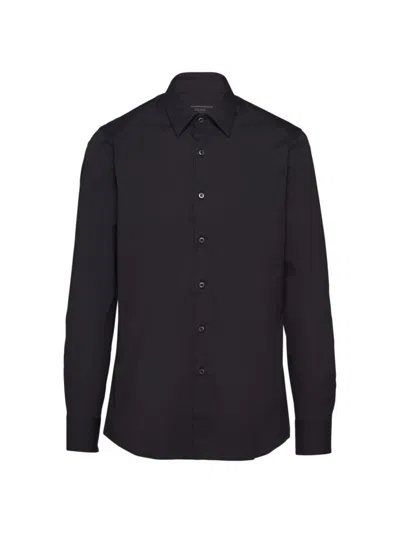 Prada Stretch Cotton Shirt In Black