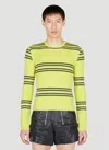 Prada Crew-neck Lambswool Sweater Striped Pattern In Green