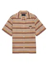 Prada Embroidered Cotton-silk Blend Striped Shirt In Animal Print