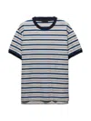 Prada Embroidered Cotton T-shirt In Blue