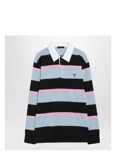 PRADA MEN'S STRIPED POLO