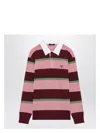 Prada Striped Silk And Cotton Polo Shirt In Burgundy