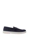 Prada Logo Strap Loafers In Blue
