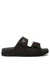 Prada Double Strap Open Toe Leather Sandals In Brown