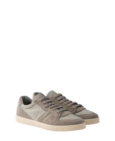 Prada Men's Suede And Re-nylon Sneakers In Gray