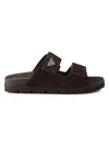 Prada Double Strap Open Toe Leather Sandals In Brown