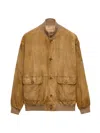 Prada Suede Blouson Jacket In Brown