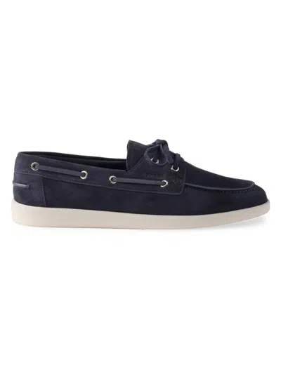 PRADA MEN'S SUEDE BOAT SHOES WITH LACES