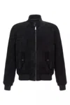 Prada Long-sleeved Leather Jacket In Black