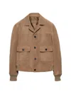 Prada Men's Suede Bomber Jacket In Blue