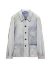 Prada Suede Caban Jacket In Blue
