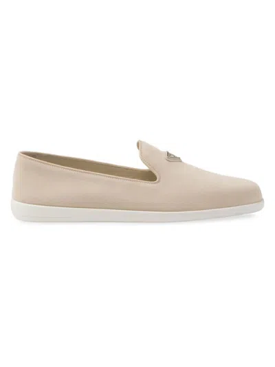 Prada Men's Suede Calf Leather Slip-ons In Beige Khaki