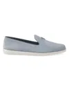 Prada Men's Suede Calf Leather Slip-ons In Blue