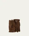 Prada Men's Suede Cashmere-lined Gloves In Brown