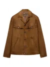 Prada Men's Suede Jacket In Brown