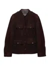 Prada Suede Jacket In Brown
