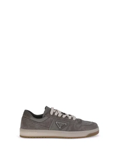 Prada Men Suede Leather Sneakers In Gray