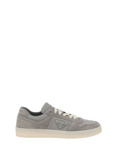 Prada Men Suede Leather Sneakers In Gray