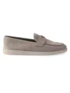 Prada Men's Suede Loafers In Gray