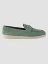 Prada Men's Suede Loafers In Green