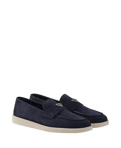 Prada Men's Saint Tropez Suede Loafers In Navy