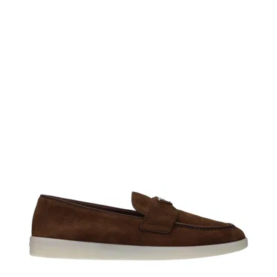 Prada Men's Suede Moccasins Brown/cocoa