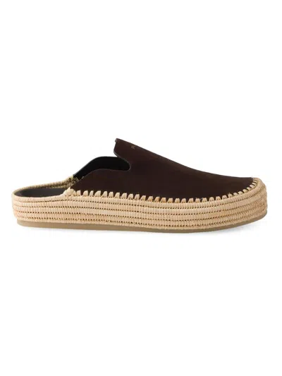 Prada Men's Suede Mules In Brown