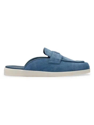 Prada Suede Sabots In Blue