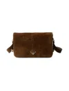 Prada Nubuck Leather Shoulder Bag In Brown