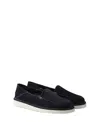 Prada Textured Leather Loafers In Blue