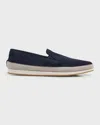 Prada Black Leather Loafers With Contrasting Sole In Bleu
