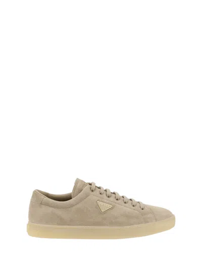 Prada Men Suede Sneakers In Neutral