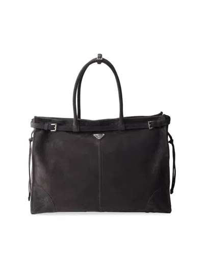 Prada Bonnie Tote Bag Aus Wildleder In Blue